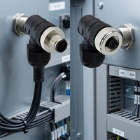 Adaptateur à vis en laiton M12 A-Code IP67, mâle-femelle, droit ou coudé, à montage sur site pour l'automatisation industrielle