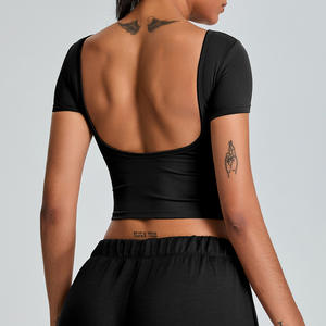 Chemises à manches courtes douces et confortables pour femmes, vêtements de sport, danse, Pilates, haut court amincissant, t-shirts en gros - Product Image 5