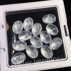 ลูกปัดแซฟไฟร์ทรงวงรีรูปดาวสีน้ำเงินสีขาวสีเหลืองอัญมณีหลวมขายส่งหลังแบน - Product Image 2