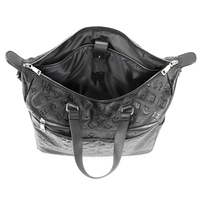 Tas Tangan Pria Bermotif Hitam dengan Desain Monogram Timbul, Tas Kerja Terstruktur untuk Pria, Dilengkapi Pegangan dan Tali Bahu, Cocok untuk Kantor