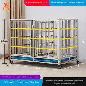 Jaula para Perros de Acero Inoxidable Zepet, de 2 Niveles y 4 Habitaciones, Jaula Resistente Apilable, 187 cm de Altura, Profesional - Product Image 4