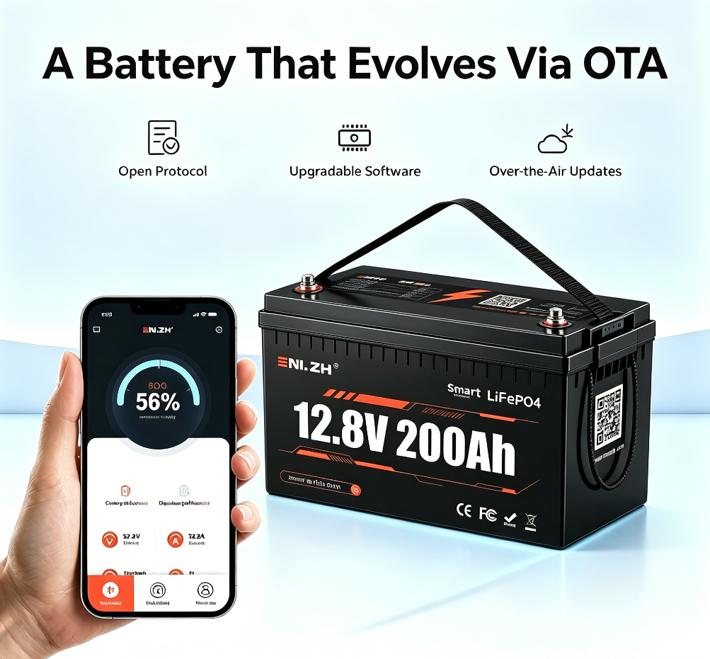 Enlzh Hot Selling Kepworth 12.8V 200Ah Lithium Ion Lifepo4 Deep Cycle Bluetooth Battery Built-in BMS Solar Power Storage Battery · image 5