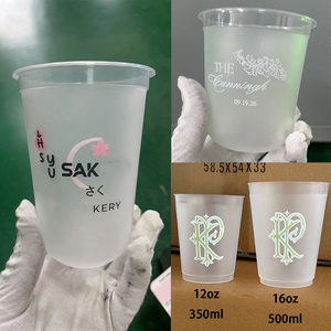 Vaso de PP personalizado de 10oz 500ml para llevar, para té <span class=keywords><strong>boba</strong></span>, café, bebidas portátiles, bolsa transparente de plástico para té de burbujas, café frío y matcha - Product Image 2