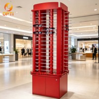 High-Capacity Revolving Eyeglass Display Stand, Floor Standing Sunglasses Rack with Storage Cabinet for Mall & Shop