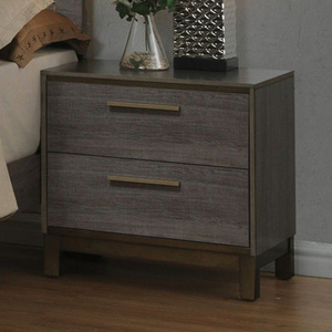 DB Contemporary 1pc Two-Tone Antique Gray Nightstand with Metal Glides & Brass <b>Bar</b> <b>Pulls</b> <b>for</b> <b>Home</b> Bedroom Furniture - Product Image 6