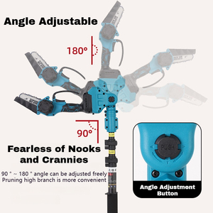 Personalizado Woodcutting Máquina 6 polegadas Alta Árvore Poda Chain Saw Portátil Sem Fio Elétrica Mini Chainsaw Com Extensão Pólo