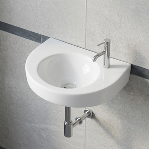 Artículos sanitarios de cerámica, lavabo de esquina pequeña triangular de Color blanco para baño y baño - Product Image 4