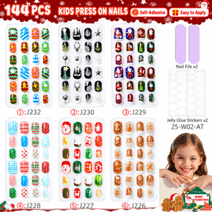 Set de Uñas Postizas Navideñas para Niñas, Uñas Falsas Hechas a Mano, Autoadhesivas, Sin Pegamento, con Logotipo Personalizado, Kit de Uñas al por Mayor para Niñas - Product Image 6