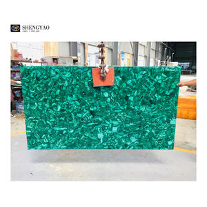 Lastre di marmo verde <span class=keywords><strong>Malachite</strong></span> di pietra semipreziosa lucidata della decorazione della Villa di lusso - Product Image 4
