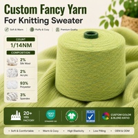 14NM Soft Mercerized Wool Touch Fuzzy Yarn Polyester High Tenacity Brushed Fancy Yarn for Durable Heavy Winter Knitwear Bulk