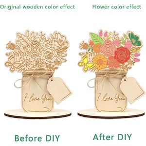 <span class=keywords><strong>Carte</strong></span> de Bouquet de fleurs en bois Offre Spéciale DIY, <span class=keywords><strong>carte</strong></span> de remerciement, saint-valentin, fête des mères, <span class=keywords><strong>carte</strong></span> d'anniversaire pour toutes les Occasions - Product Image 4