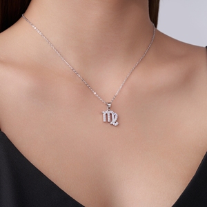 Collar con Colgante de Plata de Ley 925 Antideslustre con Símbolo del Horóscopo Virgo y Moissanita Brillante de Brillo Intenso - Product Image 3