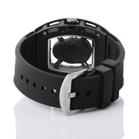 Jam Tangan Pria Model Tengkorak Berongga Terbaru, Casing Aloi 40mm Bentuk Barel, Silikon, Quartz, Jarum Penunjuk Bercahaya, Kaca Mineral, Gesper Pin