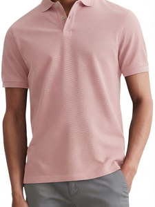 เสื้อโปโลผู้ชายสีชมพู ผ้าฝ้าย 100% ระบายอากาศได้ดี แห้งเร็ว สวมใส่สบาย ทรงปกติ สีพื้น - Product Image 1