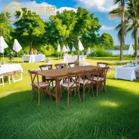 Mesa de Comedor Plegable de Madera Maciza de Estilo Rústico para Exteriores para 8-10 Personas, Muebles para el Hogar para Bodas y Banquetes