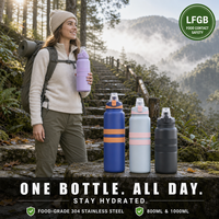 Bouteille d'eau isotherme à double paroi en acier inoxydable 800ml 1000ml, gourde sport isolée intérieure 304