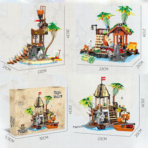 Niños Diy <span class=keywords><strong>Barco</strong></span> <span class=keywords><strong>Pirata</strong></span> Bahía personaje modelo bloques de construcción conjunto Stem juguetes educativos niños Navidad Halloween decoraciones regalo - Product Image 2