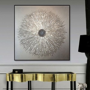 Abstract Oil Painting <b>Square</b> Metal <b>Frame</b> Black Canvas Art Modern Minimalist Wall Decor Living Room Sofa Background Art - Product Image 4