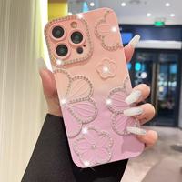 Nouvel arrivage Housse de protection en TPU multicolore avec fleur en diamant pour iPhone 11 12 13 14 16 Pro Max Protecteur d'accessoires mobiles