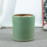 Pot Tanaman Keramik Silinder Modern Kustom, Ukuran Besar, Warna Putih Hijau, Pot Bunga dan Planter Taman, Estetika Abad Pertengahan