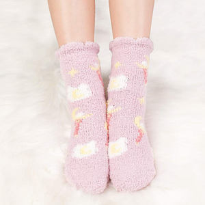 Chaussettes de lit antidérapantes pour femmes, chaussons confortables, duveteuses, pour lit de nuit, tricotées, pour filles, collection hiver - Product Image 6