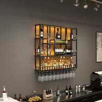 Étagère à Vins Murale de Haute Qualité pour Bar, Meuble Bar Métallique Personnalisé avec Éclairage LED Industriel
