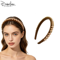 Serre-tête brodé perlé couleur café, taille personnalisée, accessoire de mariée pour femme
