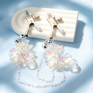 Jouets sexuels pour adultes, pince à tétons en cristal en forme de papillon, SM, boule de gravité, pince à sein lestée pour femmes, métal + plastique, étanche - Product Image 1