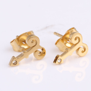 Key Shape Stud <b>Earrings</b> Gold Rose Gold Claw Setting Stainless Steel <b>Post</b> Gift For Women - Product Image 5
