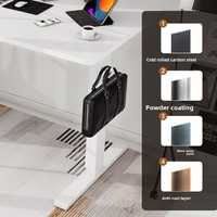 Bureau de travail électrique réglable en hauteur en acier, design double plateau, moderne et minimaliste, pour le commerce et l'expédition par courrier