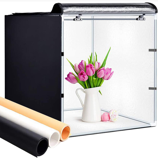Photo Studio Light Box Portable Foldable 24 X 24 Inch Photography Shooting Tent Kit with Dimmable and Movable LED Lights