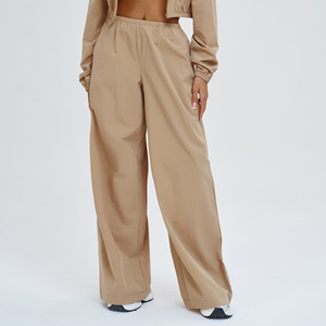 Abbigliamento da Palestra per Donne, <span class=keywords><strong>Pantaloni</strong></span> a Gamba Larga <span class=keywords><strong>con</strong></span> Vita Elastica Regolabile e <span class=keywords><strong>Tasche</strong></span> <span class=keywords><strong>Laterali</strong></span> per Corsa all'Aperto e Uso Quotidiano - Product Image 2