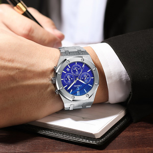 Montre chronographe de sport analogique avec logo personnalisé pour hommes montre à quartz lumineuse et étanche design en acier inoxydable pour hommes Orologio Uomo - Product Image 6