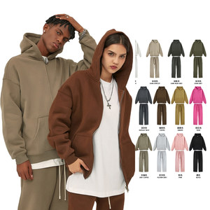 Set di <span class=keywords><strong>felpe</strong></span> con cappuccio con cerniera personalizzata da <span class=keywords><strong>uomo</strong></span> donna Unisex a gamba larga con Logo in rilievo di alta qualità in bianco felpa e <span class=keywords><strong>felpe</strong></span> con cappuccio - Product Image 1