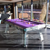 Table de billard de luxe personnalisée 8ft 9ft en verre trempé de haute qualité, table de billard d'intérieur populaire avec poches en cuir pour usage domestique