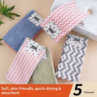 Serviette carrée Longren en velours corail imprimé motif zigzag 30*30, épaisse, absorbante et non pelucheuse pour le nettoyage domestique et la cuisine