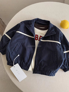 D2952 Chaqueta Impermeable para Niños, 100% Algodón, Estilo Coreano, Manga Larga, Cuello con Cremallera, para Primavera - Product Image 1
