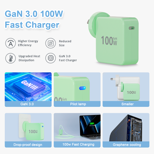 Chargeur GaN 100W USB C Chargeur mural rapide PD pour <span class=keywords><strong>MacBook</strong></span> <span class=keywords><strong>Pro</strong></span>/Air iPhone Samsung iPad Xiaomi Service de logo personnalisé OEM ODM en vente - Product Image 2