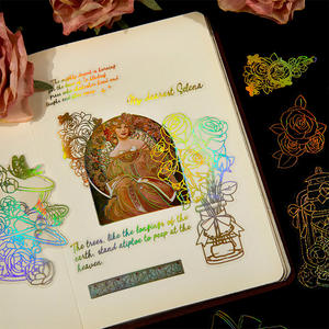 Paquete de 40 Hojas de Pegatinas PET, Serie Cuentos del Zodiaco, Adornos Dorados Cortados con Láser para Planificador - Product Image 3