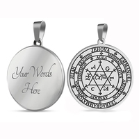 Grand Pentacle de Salomon le Grand Grimoire avec la Grande Clavicule de Salomon Amulette Talisman Pendentif en acier inoxydable Collier