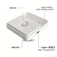 Lampe de nuit carrée sans fil à détecteur de mouvement, 5 m, détection grand angle 120 degrés, rechargeable USB-C, lumière LED blanc chaud à intensité variable