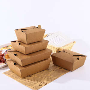 علبة من ورق الكرافت المعاد تدويره لتعبئة الأطعمة السريعة والساندوتشات والمطاعم علبة بنية اللون من ورق الكرافت للاستعمال مرة واحدة علبة من ورق الكرافت للوجبات السريعة الخارجية - Product Image 6
