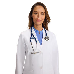 เสื้อโค้ทการแพทย์ผ้าทอขนาด34นิ้วของผู้หญิงเสื้อโค้ทกันความชื้นและควบคุมกลิ่นเครื่องแบบโรงพยาบาลสำหรับคนทำงานด้านสุขภาพ - Product Image 6