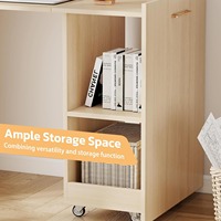 Direct van de fabriek: opvouwbaar, compact L-vormig bureau met planken en wielen voor kleine ruimtes en thuiskantoren