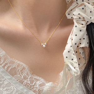 GSN04 alla moda S925 argento Sterling cubico Zirconia <span class=keywords><strong>fiocco</strong></span> <span class=keywords><strong>con</strong></span> conchiglia <span class=keywords><strong>collana</strong></span> pendente <span class=keywords><strong>di</strong></span> <span class=keywords><strong>perle</strong></span> per donna - Product Image 3