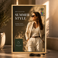 Écran tactile numérique LED LCD de haute qualité avec cadre en bois pour montage mural, idéal pour les espaces publics intérieurs