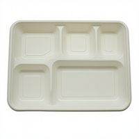 Boîte à lunch écologique robuste et biodégradable en bagasse de canne à sucre avec compartiments et couvercle