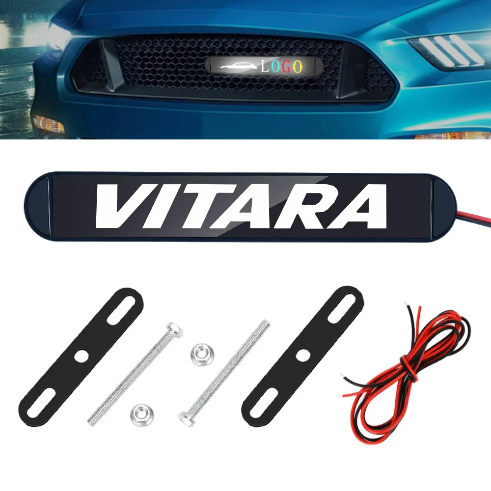 Feux de circulation diurne de voiture et de moto Logo LED Plaque de calandre Badge Illuminé filet moyen Emblème pour VITARA