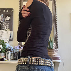 เสื้อยืดแขนยาวพิมพ์ลายเรโทรสำหรับผู้หญิง สไตล์ Y2K สตรีทแฟชั่นลำลอง พิมพ์ลายกราฟิก ทรงเข้ารูป แฟชั่นเสื้อยืดผู้หญิง - Product Image 5