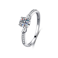Certification GRA, argent plaqué, bague en argent fin 925, chef-d'œuvre, 0,5 ct D VVS Moissanite, bague pour femme pour des moments inoubliables
